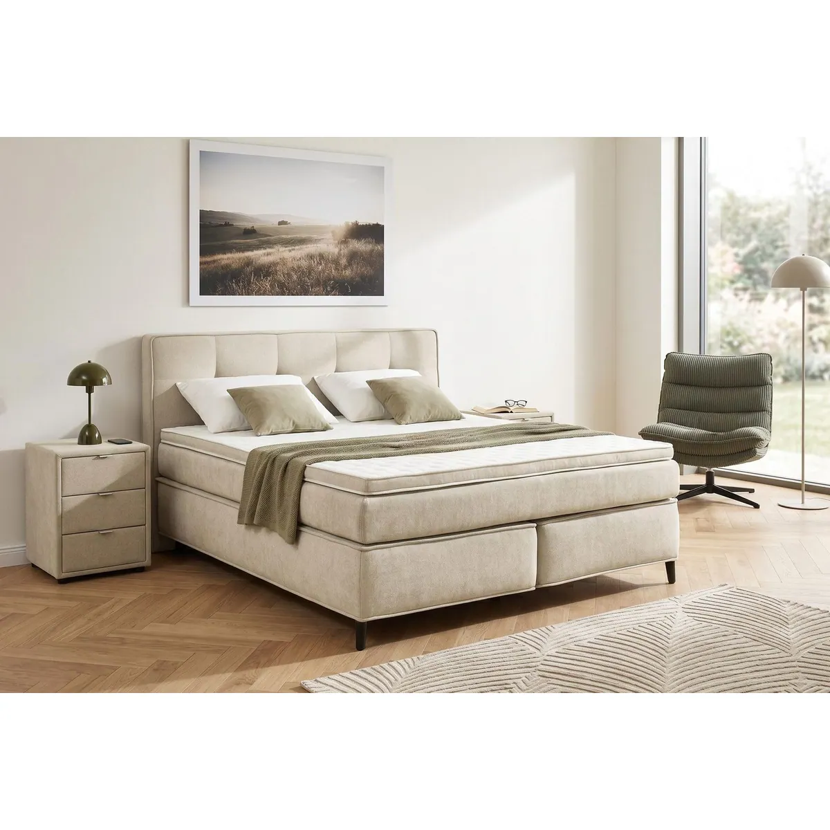 Jockenhöfer Gruppe Boxspringbett CAPELLO, Taschenfederkern H3-H4, Kaltschaumtopper 6cm — modern und komfortabel