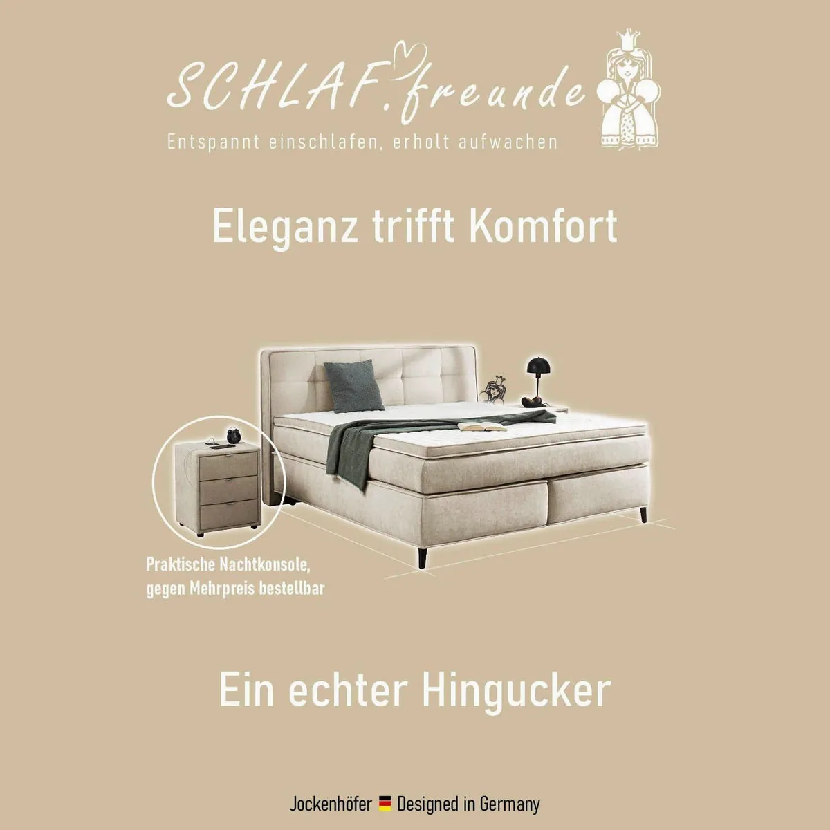 Jockenhöfer Gruppe Boxspringbett CAPELLO, Taschenfederkern H3-H4, Kaltschaumtopper 6cm — modern und komfortabel 3