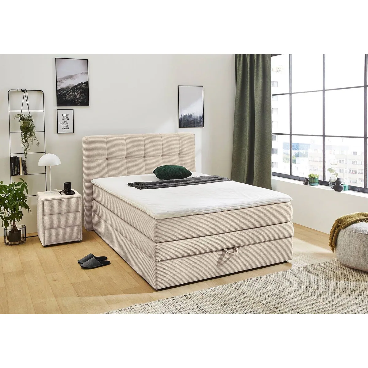 Jockenhöfer Gruppe Boxspringbett AMY, mit Bettkasten, Bonnell- oder Taschenfederkernmatratze H2-H4