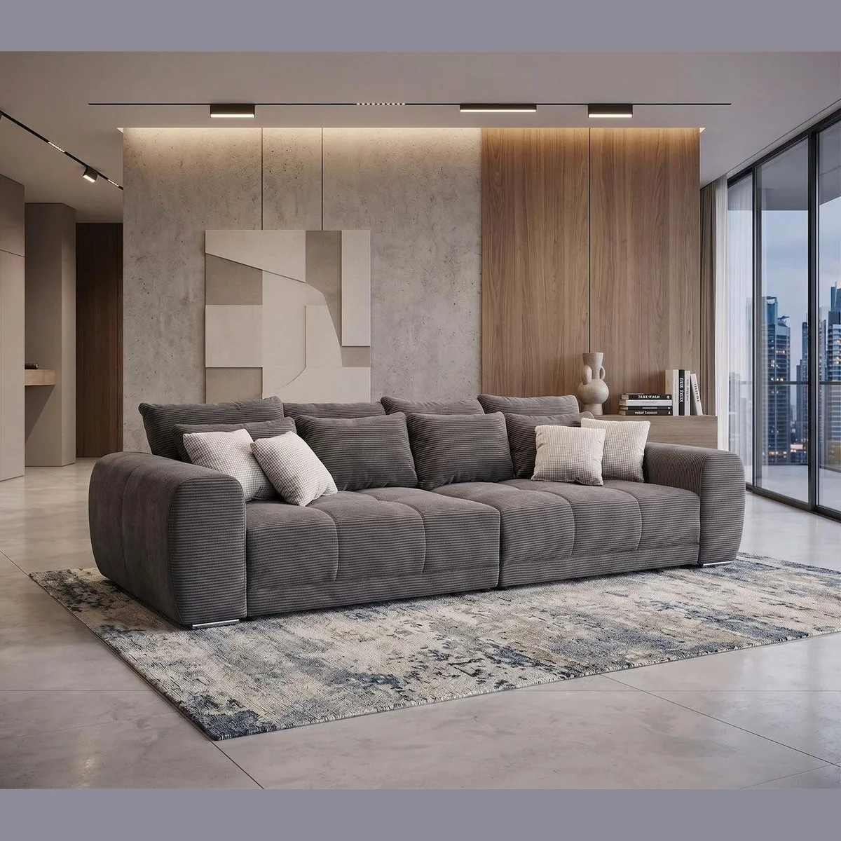 Jockenhöfer Gruppe Big-Sofa MOLDAU, eleganter Cordbezug, inklusive 12 Kissen 2