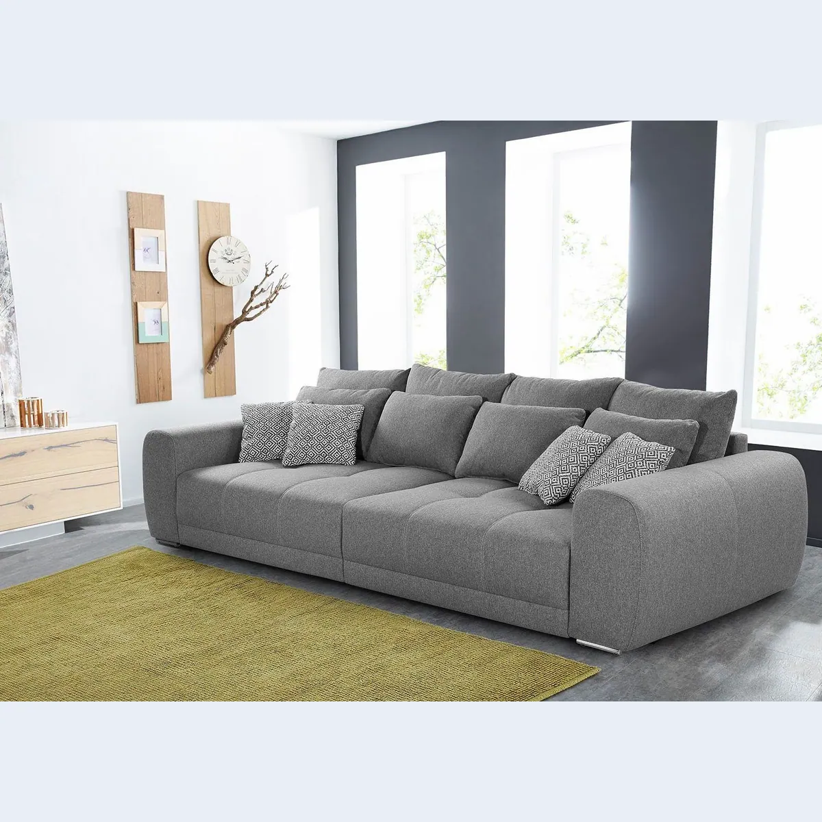 Jockenhöfer Gruppe Big-Sofa Moldau, 306 cm, Federkern, Liegefläche 120x240 cm, 12 Kissen