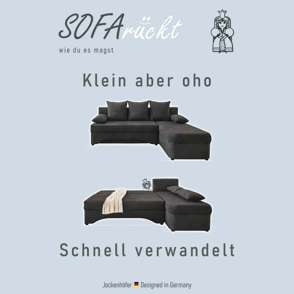Jockenhöfer Gruppe Ecksofa L-Form, platzsparend mit Schlaffunktion & Bettkasten 4