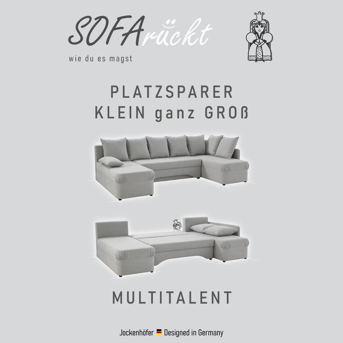 Jockenhöfer Gruppe Wohnlandschaft Arktis U-Form, 260 cm, mit Bettkasten & Schlaffunktion 3