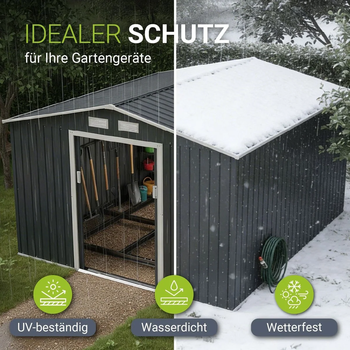 Juskys Gartenhaus XXL, geräumig mit Schiebetür und Satteldach 2