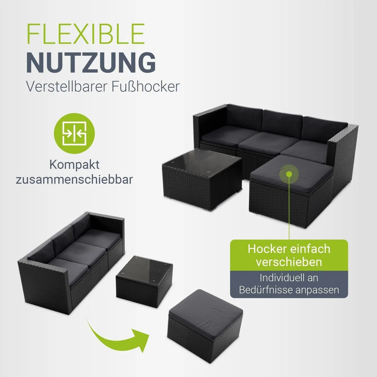 Juskys Punta Cana Gartenlounge-Set, stilvolle Sitzgruppe für 3-4 Personen 5