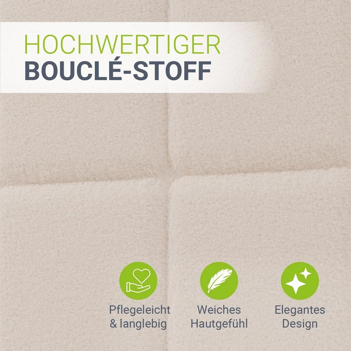 Juskys Polsterbett Florenz, modernes Design, bis 500 kg belastbar, pflegeleichter Bouclé-Bezug 3