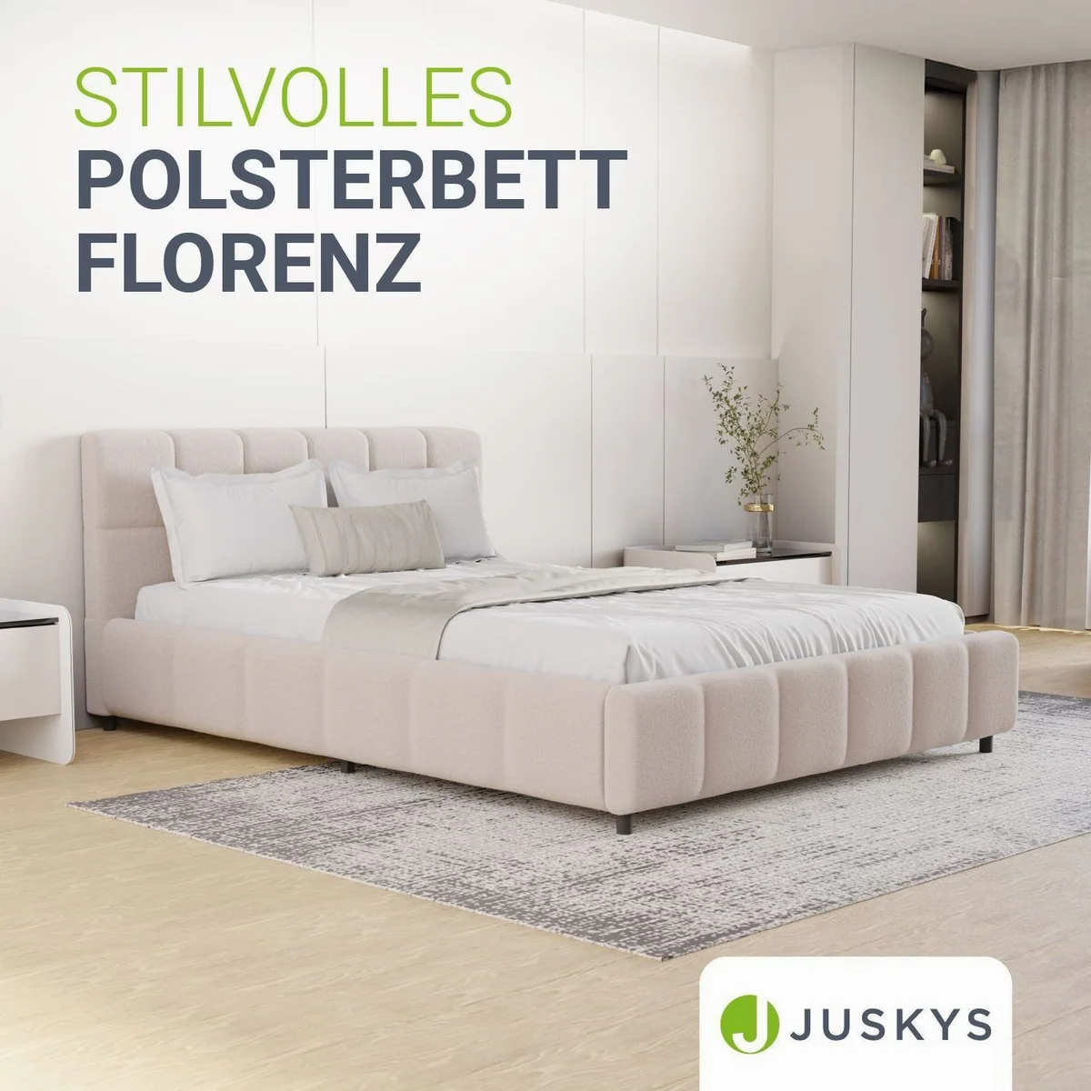 Juskys Polsterbett Florenz, modernes Design, bis 500 kg belastbar, inklusive Matratze 2