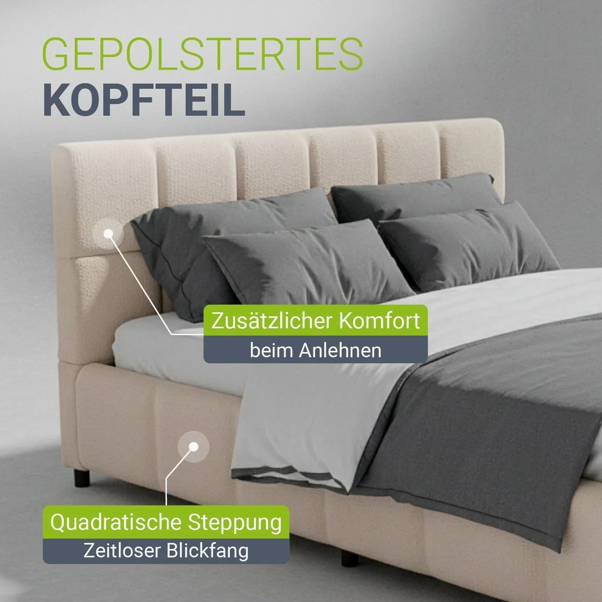 Juskys Polsterbett Florenz, modernes Design, bis 500 kg belastbar, inklusive Matratze 4