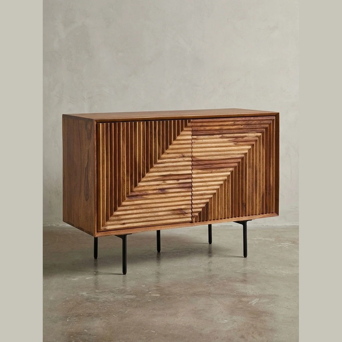 KADIMA DESIGN Sideboard, modernes Design mit 4 Türfächern und robustem Metallgestell