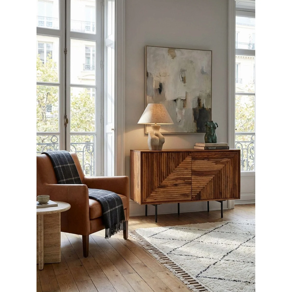 KADIMA DESIGN Sideboard, modernes Design mit 4 Türfächern und robustem Metallgestell 2