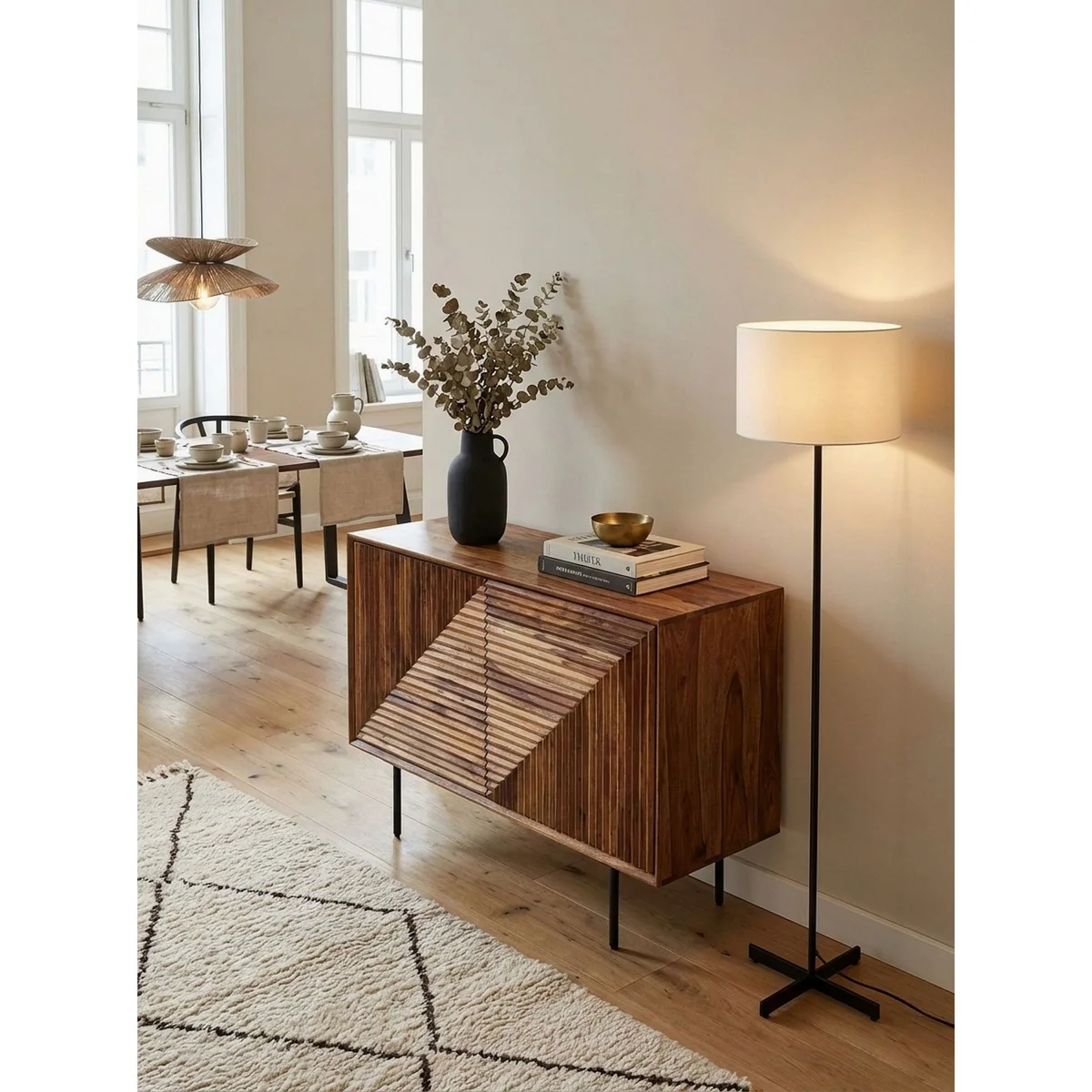 KADIMA DESIGN Sideboard, modernes Design mit 4 Türfächern und robustem Metallgestell 3