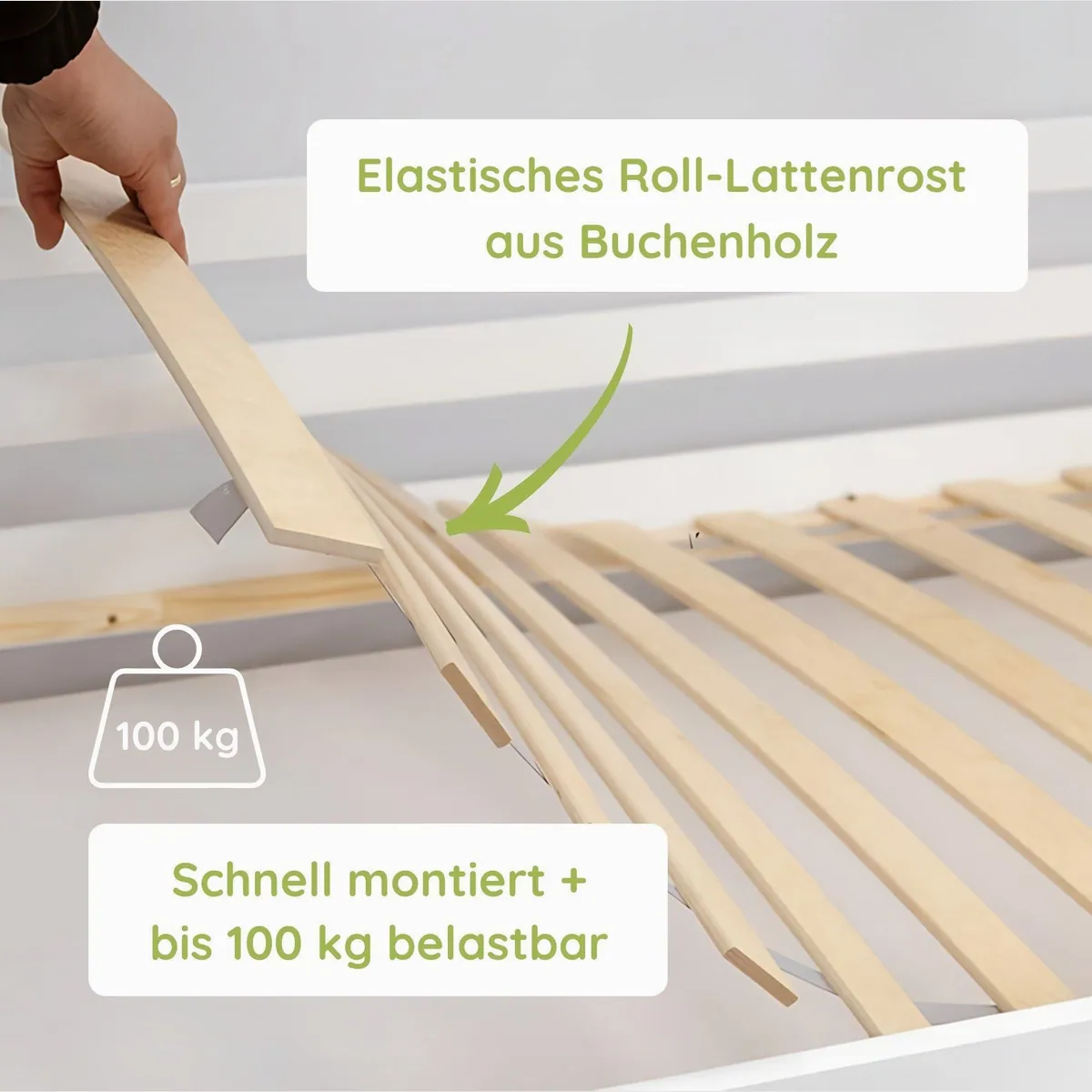 Kids Collective Kinderbett Hochbett, 80x180, 90x190, 90x200 cm, mit 2 Schubladen 3