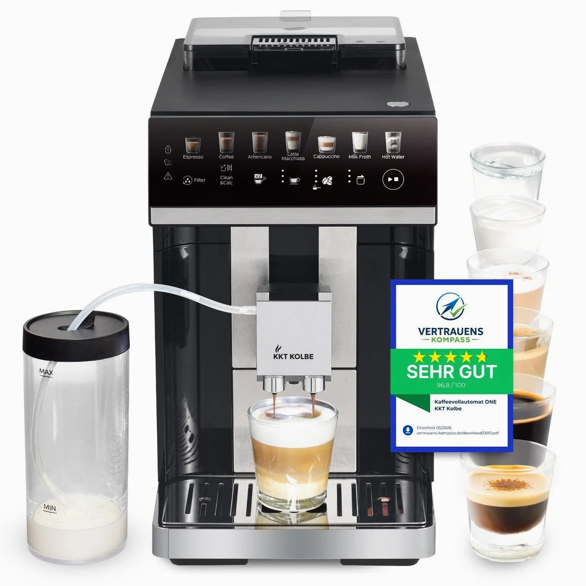 KKT KOLBE One Kaffeevollautomat, 7 Kaffeespezialitäten, automatische Reinigung, intuitive Bedienung 2