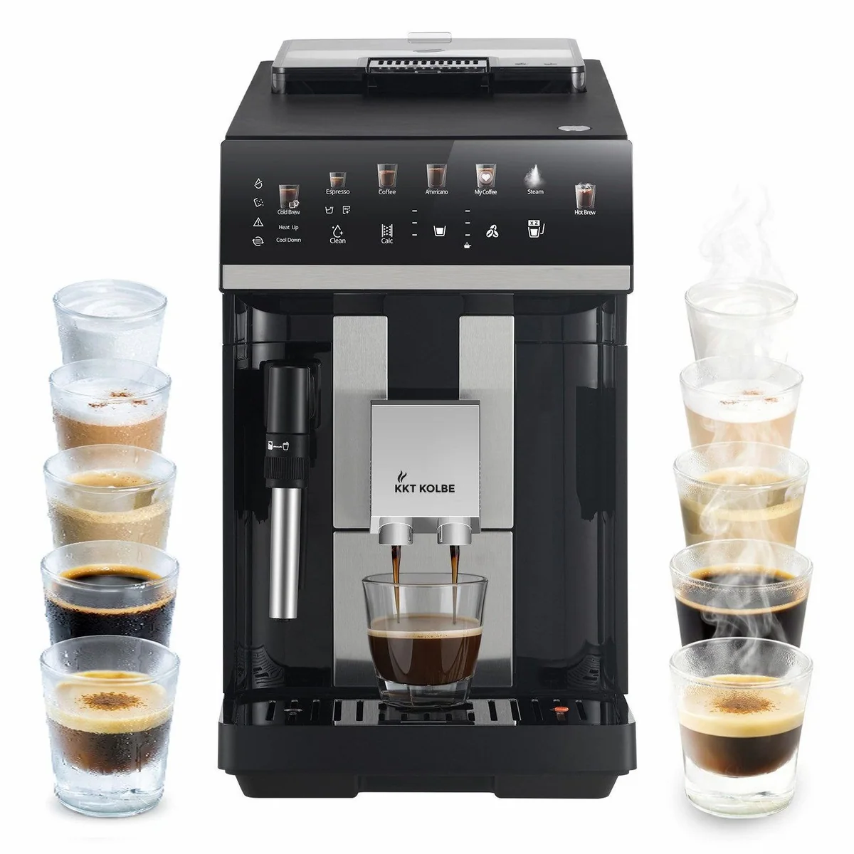 KKT KOLBE Pure Kaffeevollautomat, 4 Kaffeespezialitäten, automatische Reinigung, 2 Tassen-Funktion
