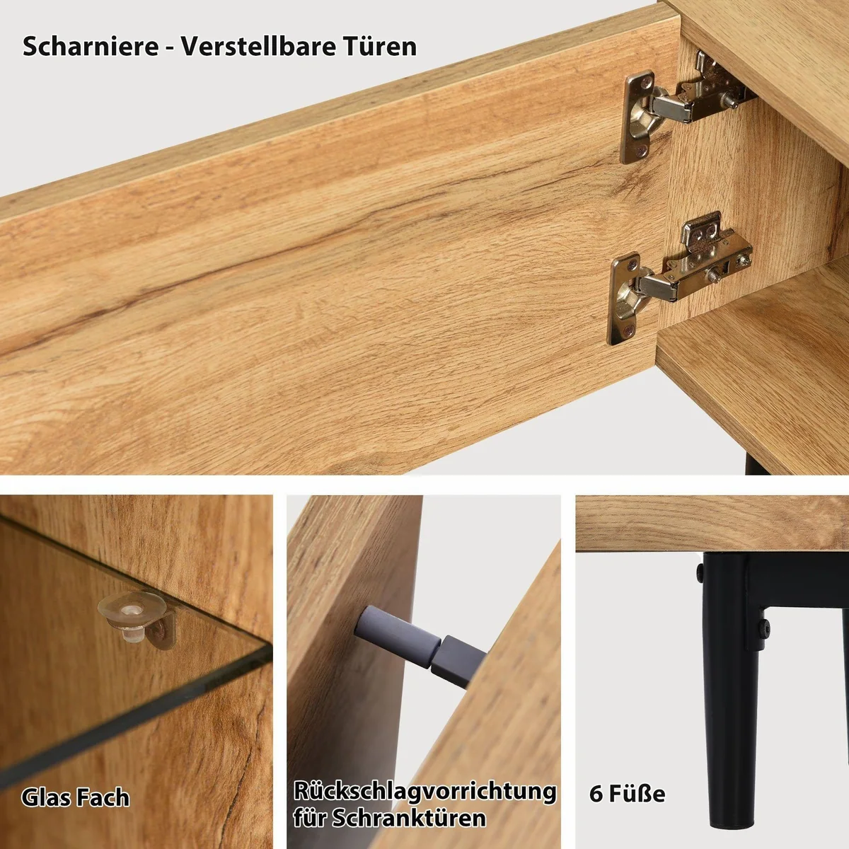 KLAM HOME Lowboard, modernes Design mit LED-Beleuchtung, großzügiger Stauraum 5