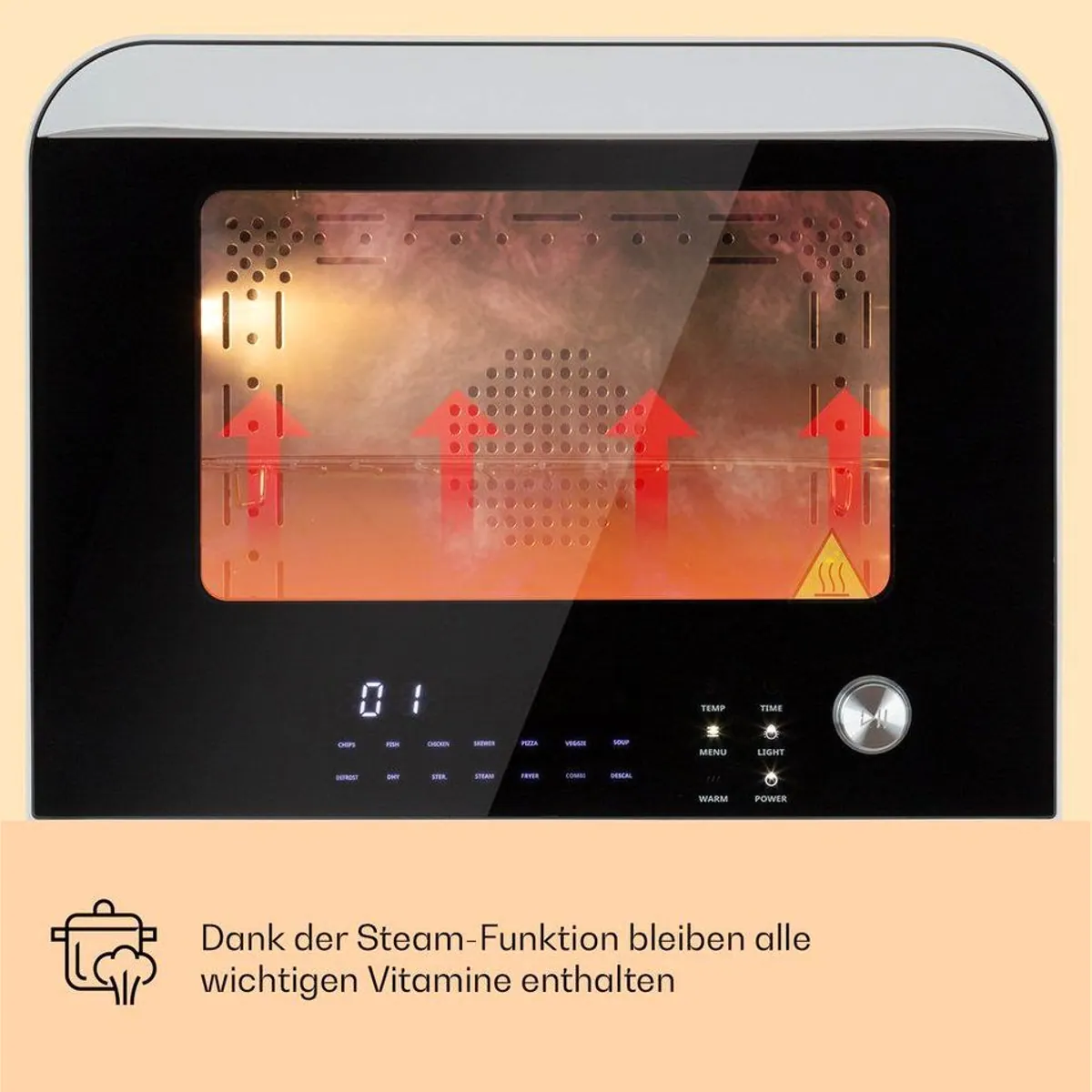 Klarstein Vita-Pro Steam Heißluftfritteuse, 2450 W, 18 Liter, 14 Programme 3