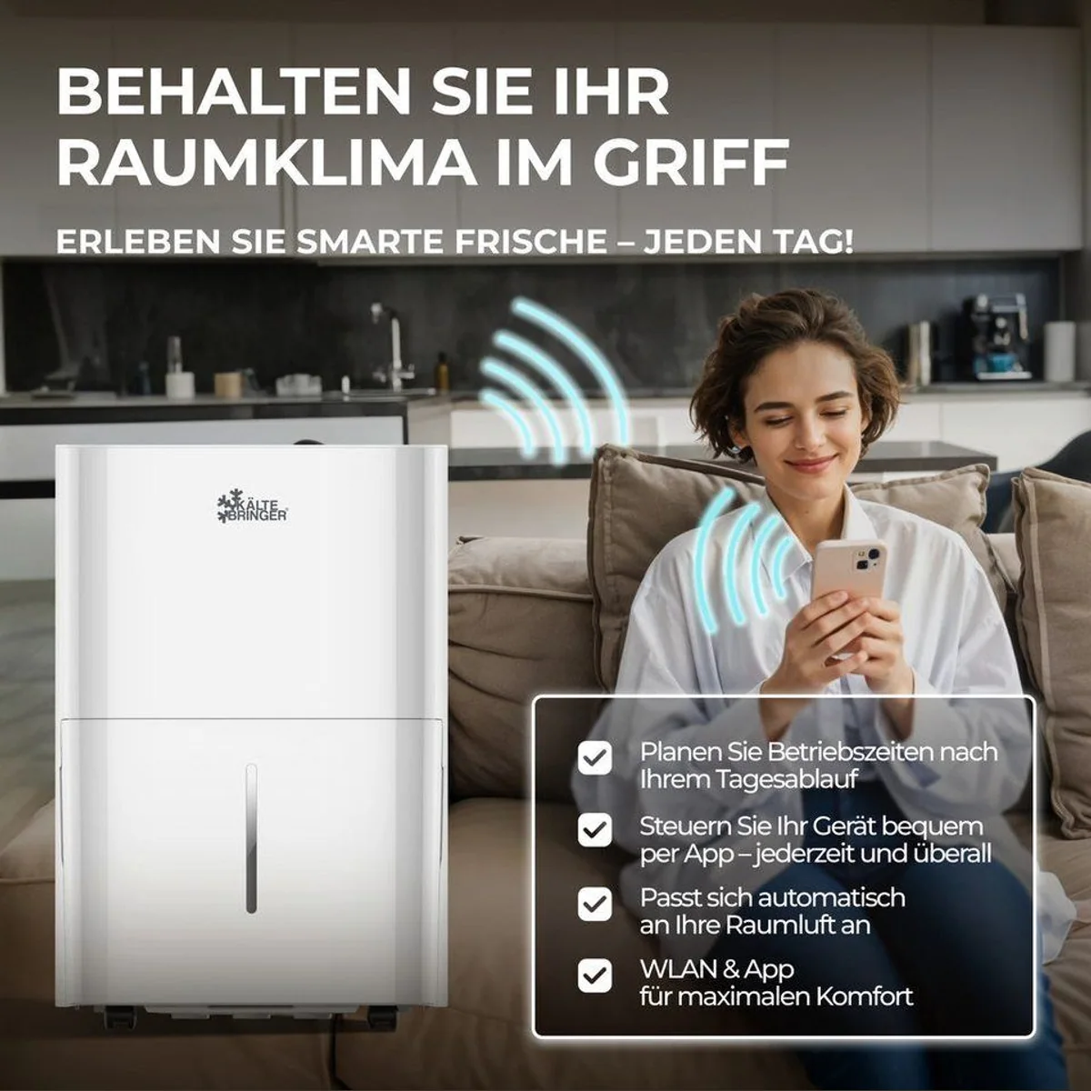 Kältebringer Luftentfeuchter 20L/24h, leise, energiesparend, App-Steuerung 2