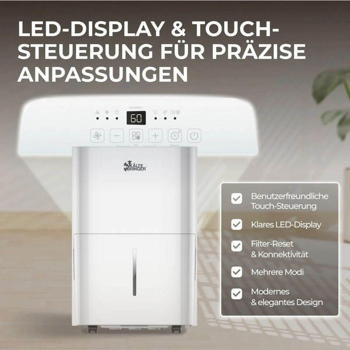 Kältebringer Luftentfeuchter 20L/24h, leise, energiesparend, App-Steuerung 3