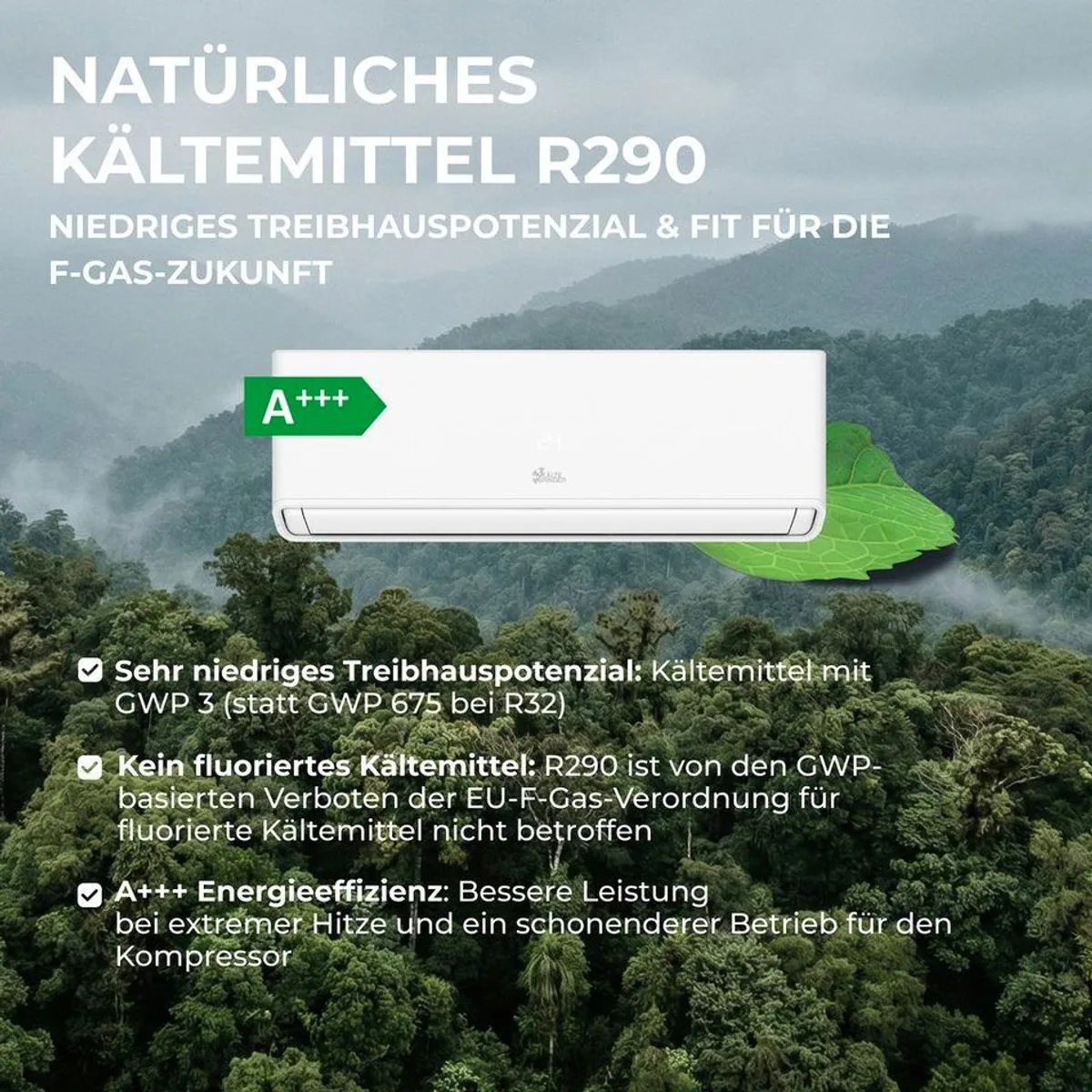 Kältebringer Split-Klimagerät R290, energiesparend, leise, WiFi-fähig 2