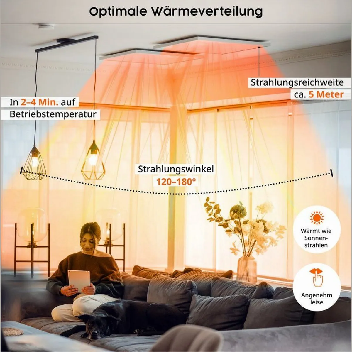 Könighaus Infrarotheizung LED Deckenheizung, individuelle Lichtgestaltung und praktische Fernbedienung 3