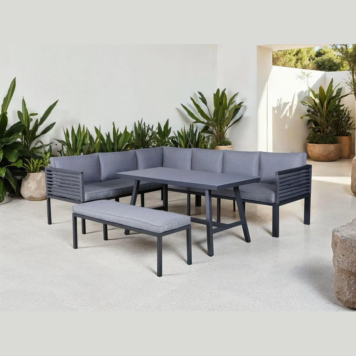 KONIFERA Gartenlounge-Set Edessa, 14-tlg., inkl. Auflagen und Tisch — robust, komfortabel, stilvoll