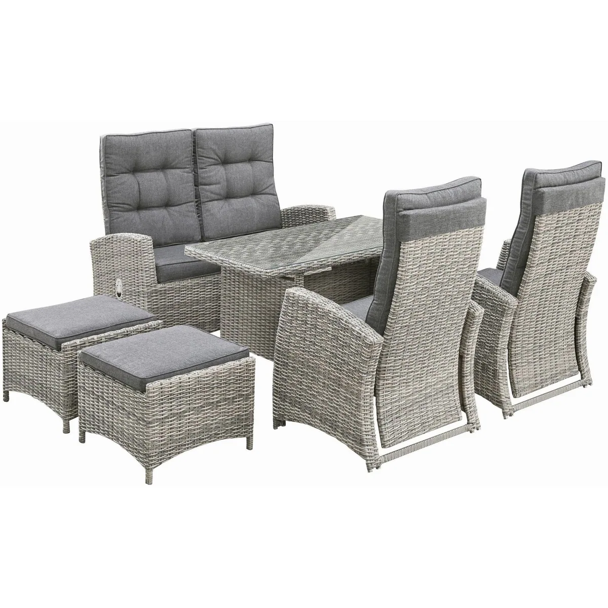KONIFERA Garten-Essgruppe Monaco, 16-tlg., verstellbare Rückenlehnen, Polyrattan — ideal für gesellige Abende 4