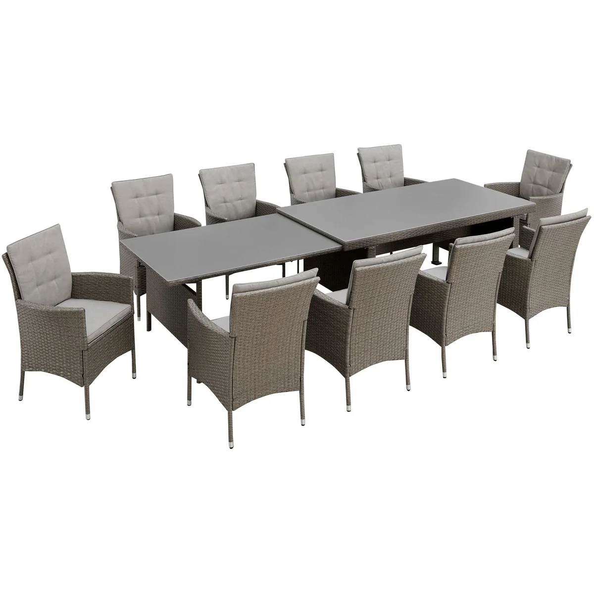 KONIFERA Garten-Essgruppe Mailand, 31-teilig, 10 Sessel & ausziehbarer Tisch 2