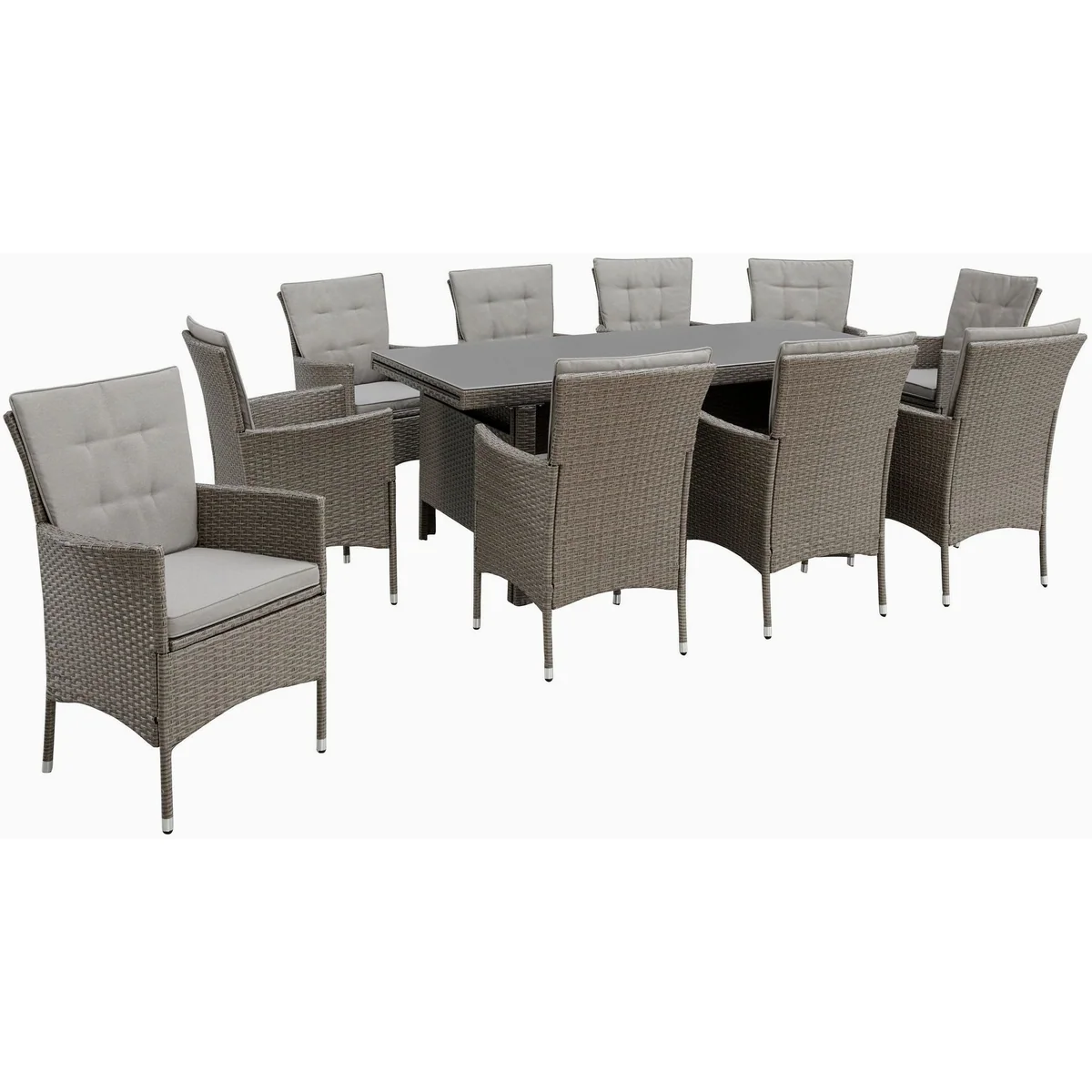 KONIFERA Garten-Essgruppe Mailand, 31-teilig, 10 Sessel & ausziehbarer Tisch 4