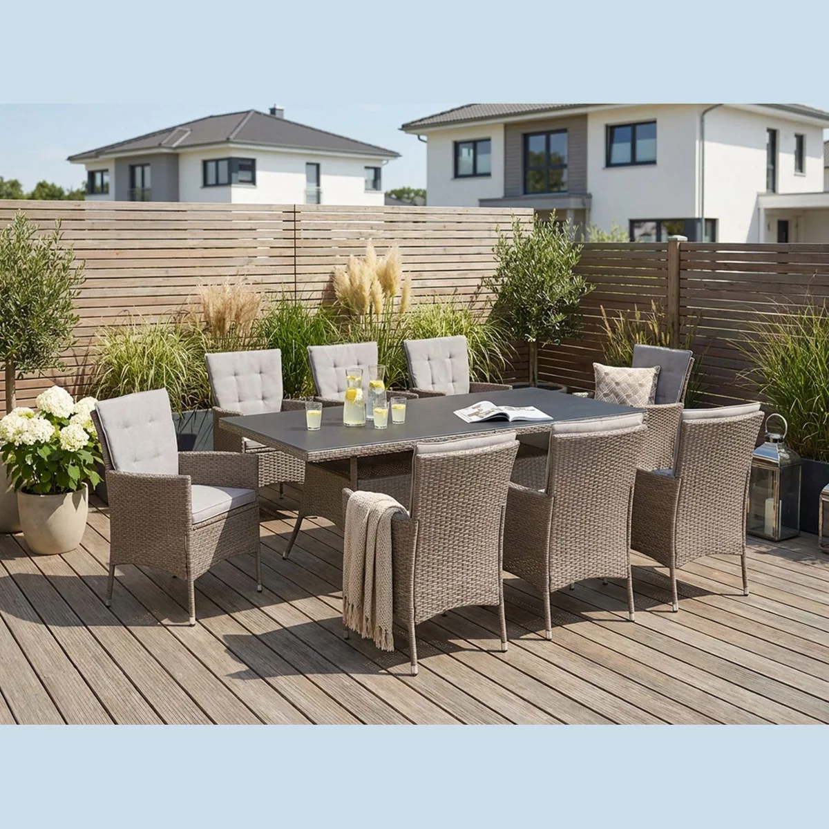 KONIFERA Garten-Essgruppe Mailand, 25-tlg. Set mit 8 Sesseln und Tisch