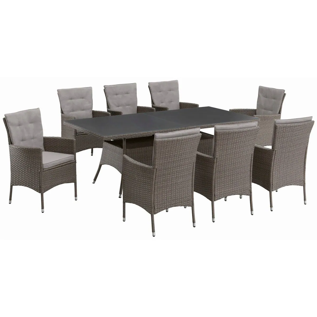 KONIFERA Garten-Essgruppe Mailand, 25-tlg. Set mit 8 Sesseln und Tisch 2