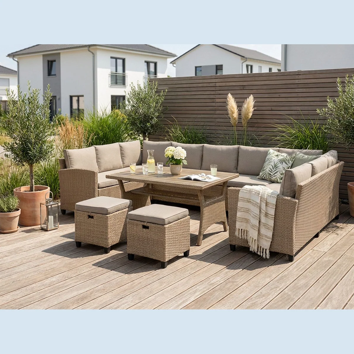 KONIFERA Gartenlounge-Set Rotterdam, 20-teilig, Polyrattan, inkl. weicher Auflagen