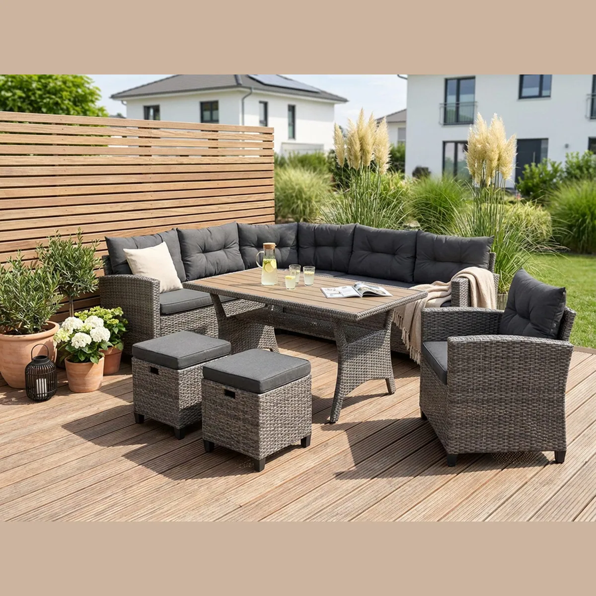 KONIFERA Gartenlounge-Set Keros Premium, 20-tlg., für 8 Personen, inkl. Auflagen