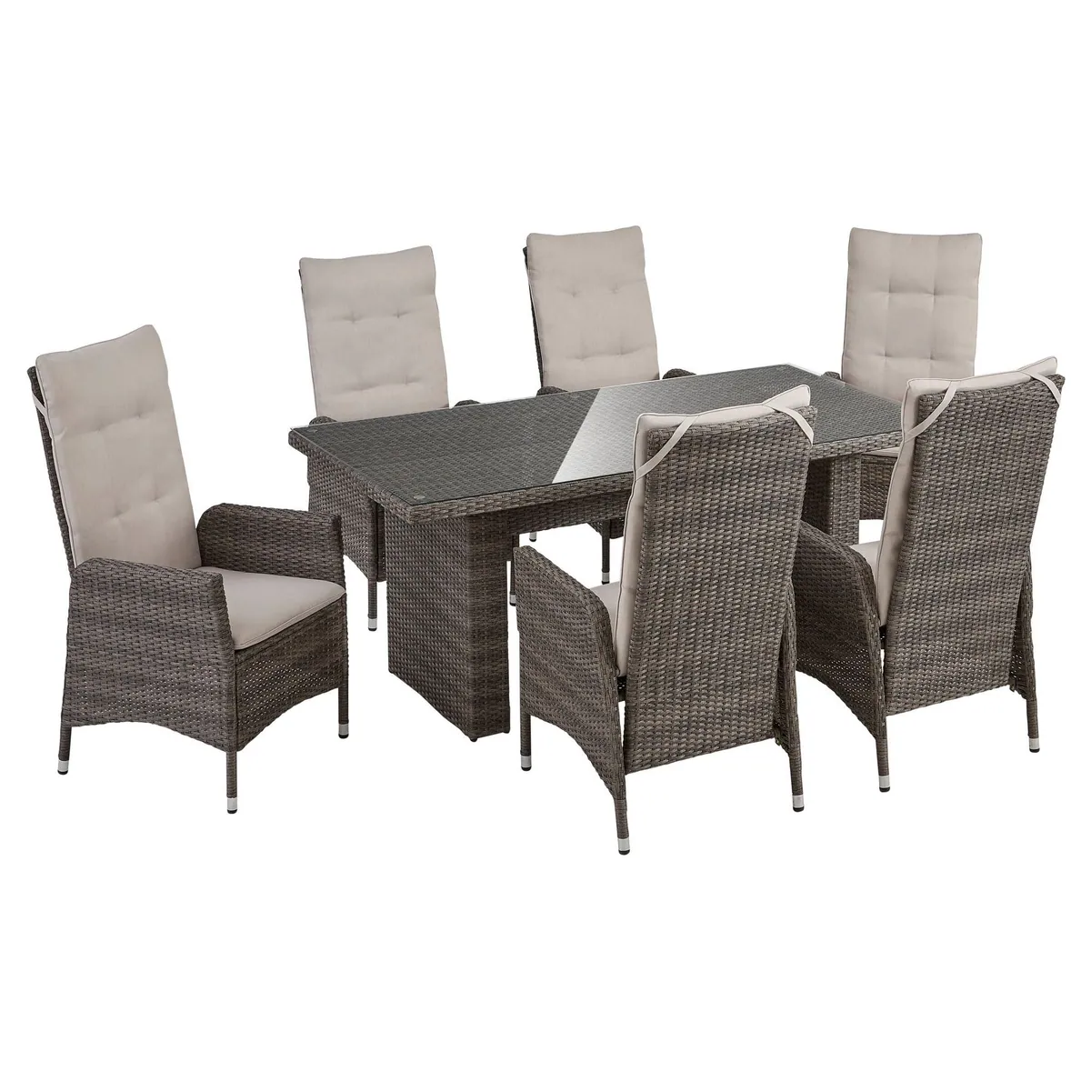 KONIFERA Garten-Essgruppe Casablanca, 7-teilig, 6 Sessel, 1 Tisch 180x90x74 cm 2