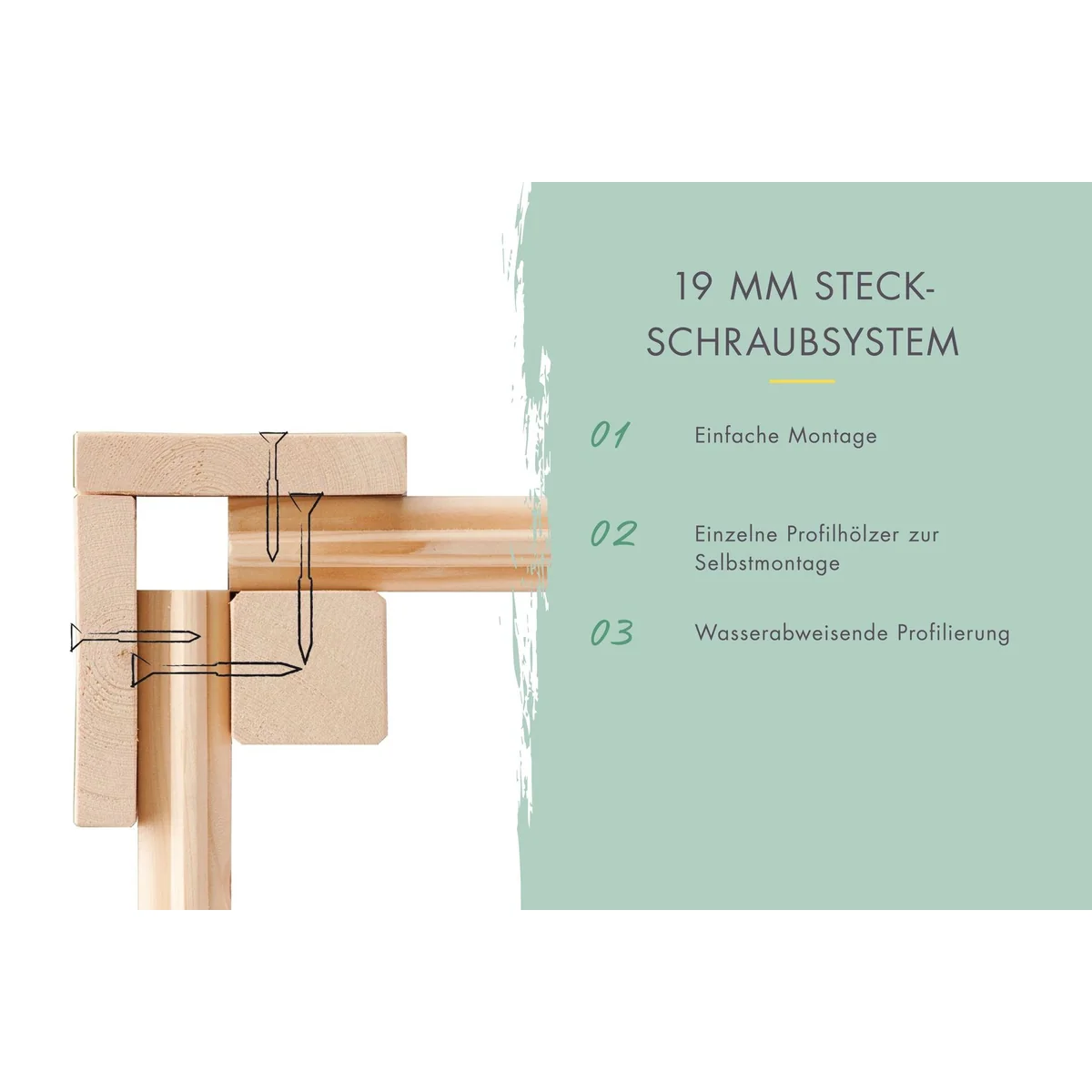 KONIFERA Gartenhaus Pinta, 19 mm Wandstärke, praktische Tür und Pultdach 4