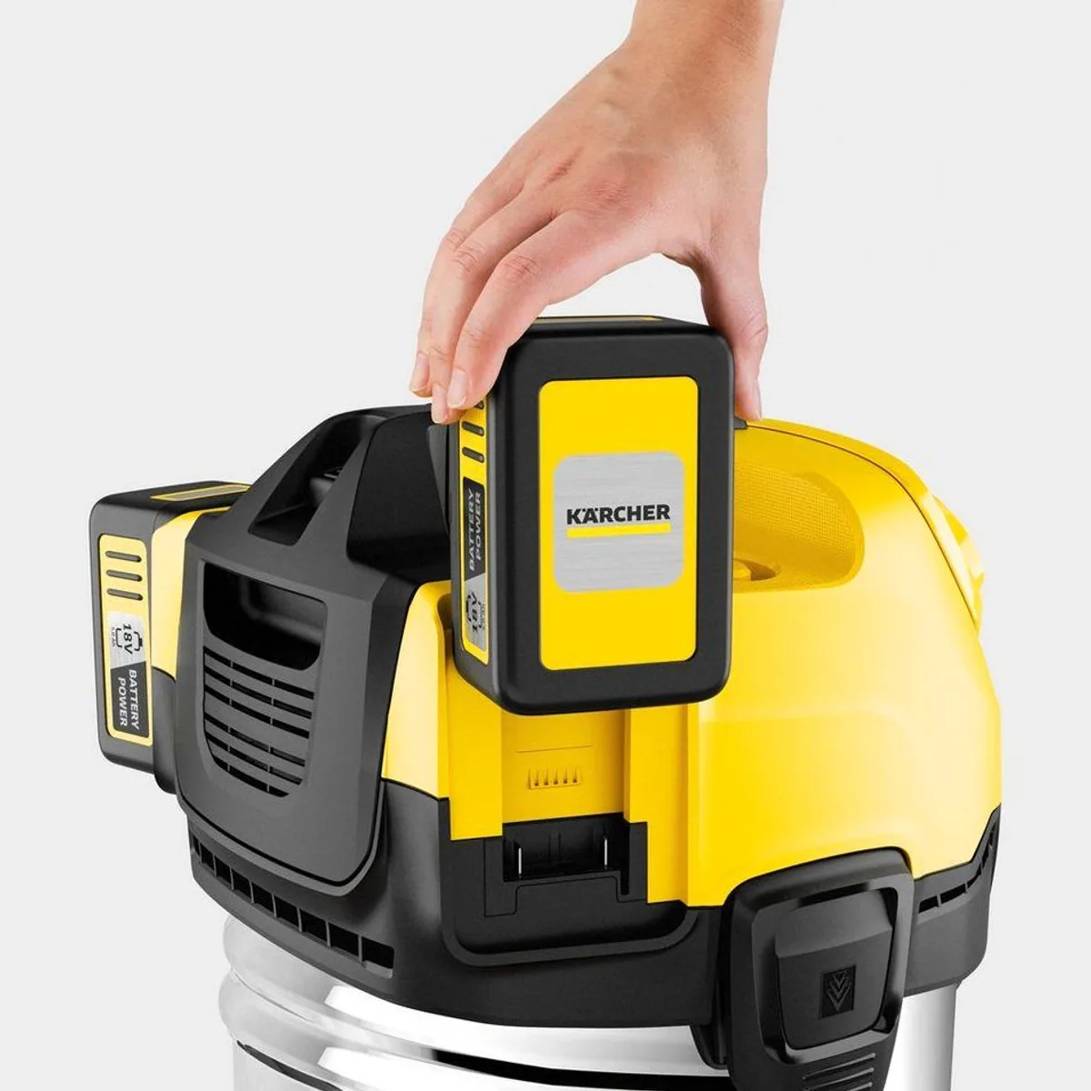 Kärcher WD 4-18 S Dual Battery Set, kraftvoller 36-V-Motor, 20 l Edelstahlbehälter, inkl. Akkus 3