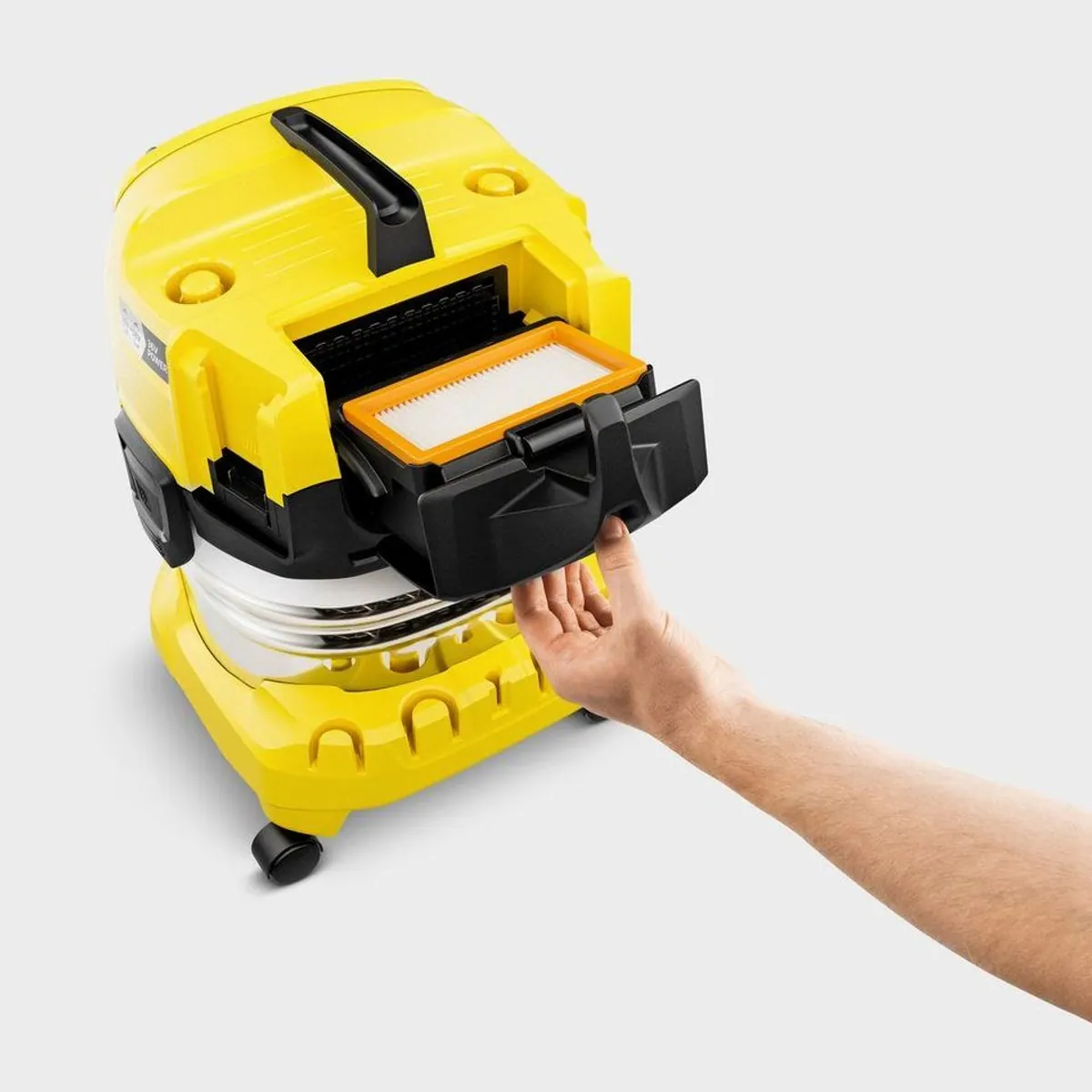 Kärcher WD 4-18 S Dual Battery Set, kraftvoller 36-V-Motor, 20 l Edelstahlbehälter, inkl. Akkus 4