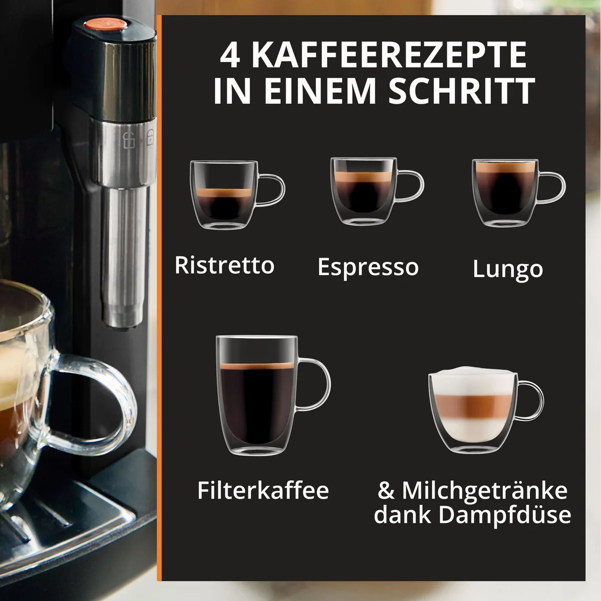 Krups EA4008 Serenity Kaffeevollautomat, 4 Getränke, Dampfdüse, automatische Reinigung 5