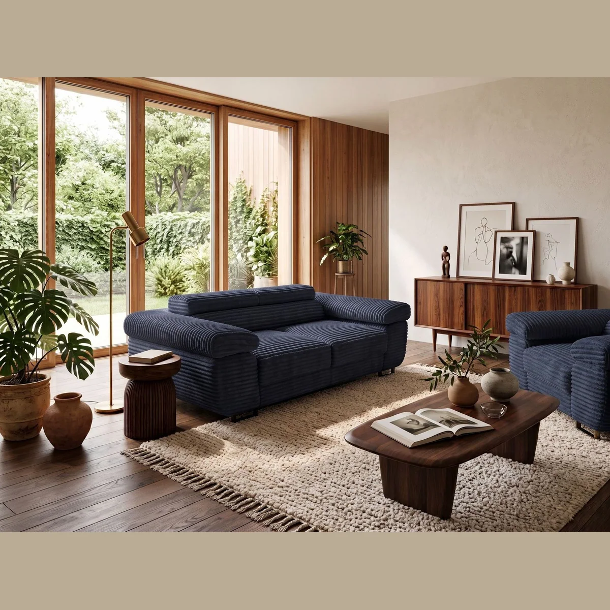 Labett Gustavo Sofaset, 3-Sitzer mit Bettfunktion, verstellbare Kopfstützen 4