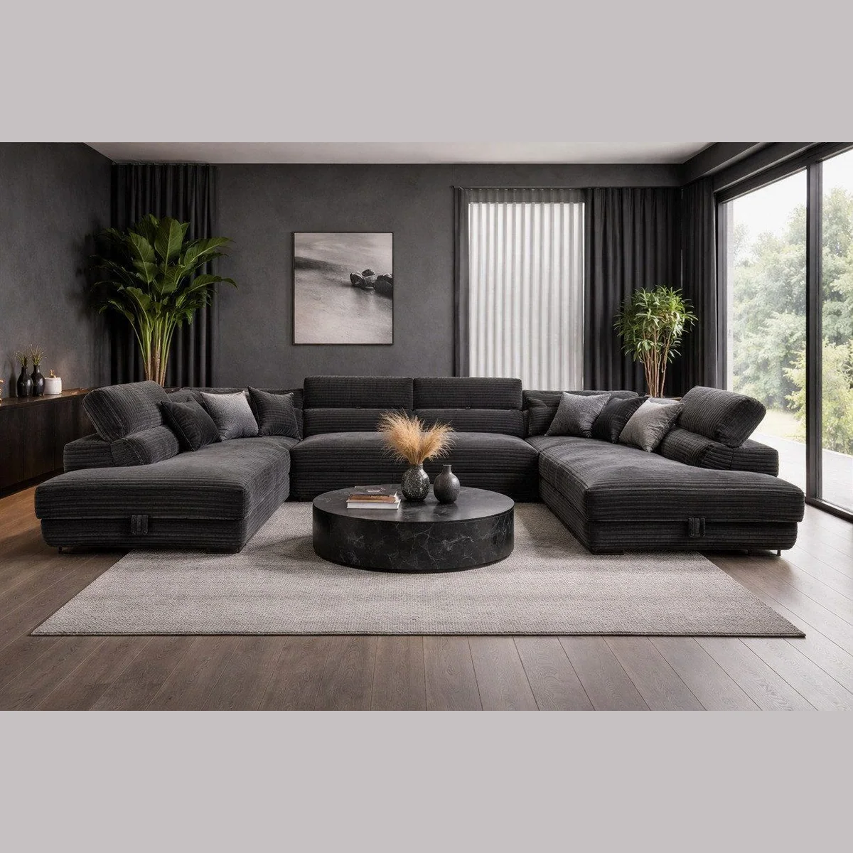Labett GUSTAVO Wohnlandschaft, U-Form, mit Schlaffunktion und Bettkasten