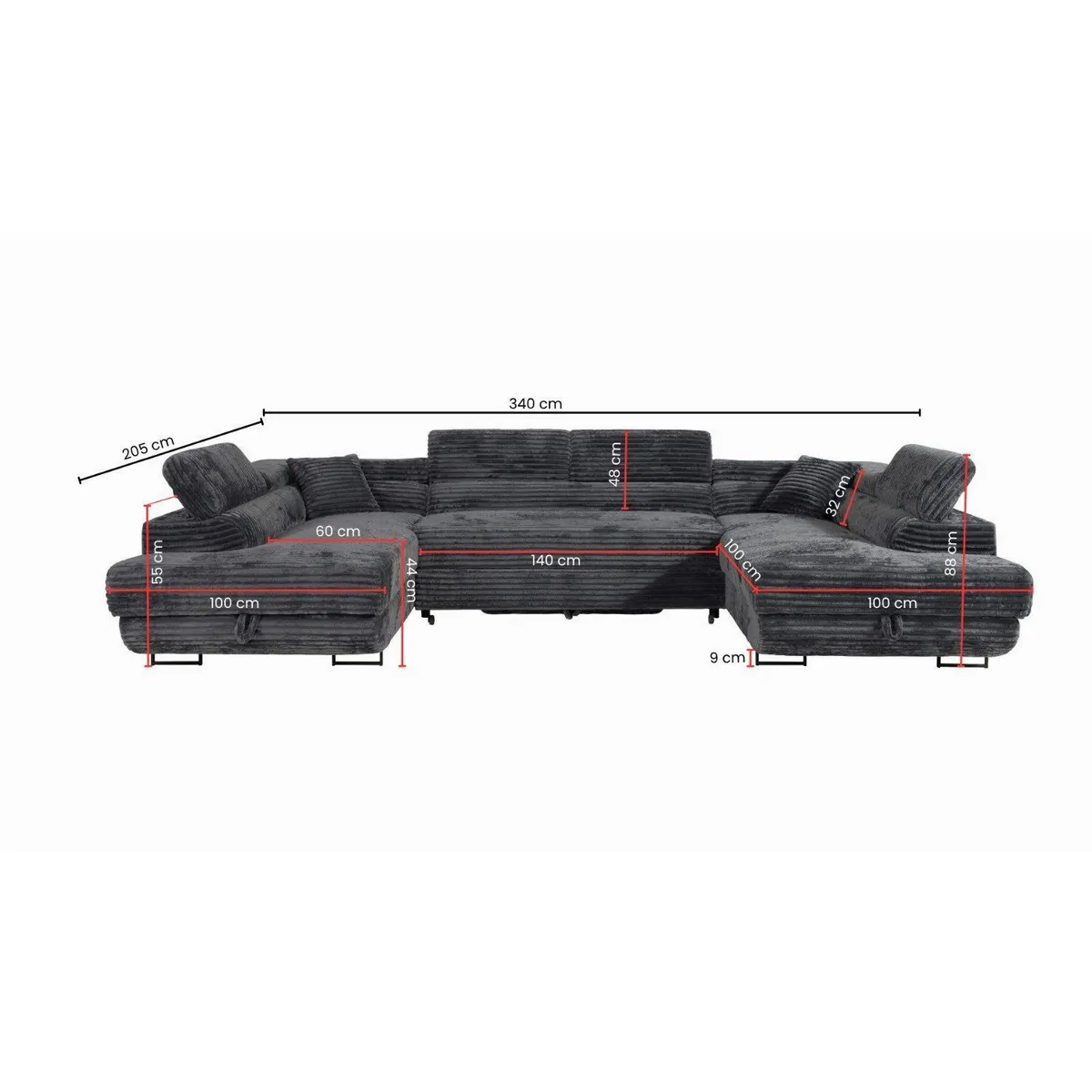 Labett GUSTAVO Wohnlandschaft, U-Form, mit Schlaffunktion und Bettkasten 4