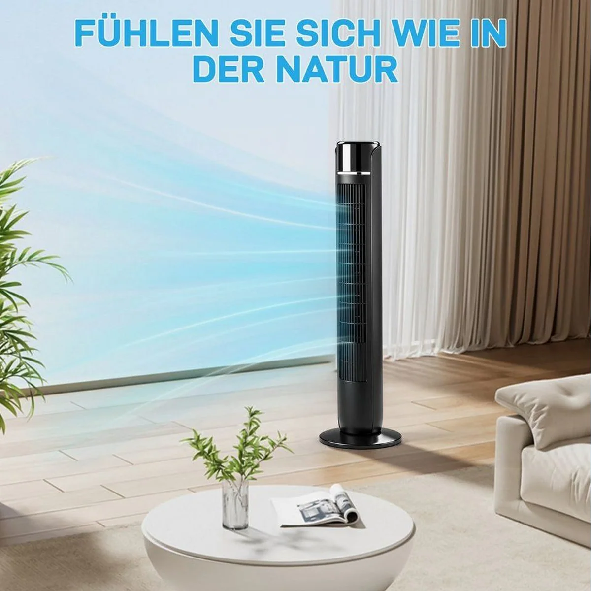 LALAHO FT-TS45JR Standventilator, leise, kompakt, mit Fernbedienung 4