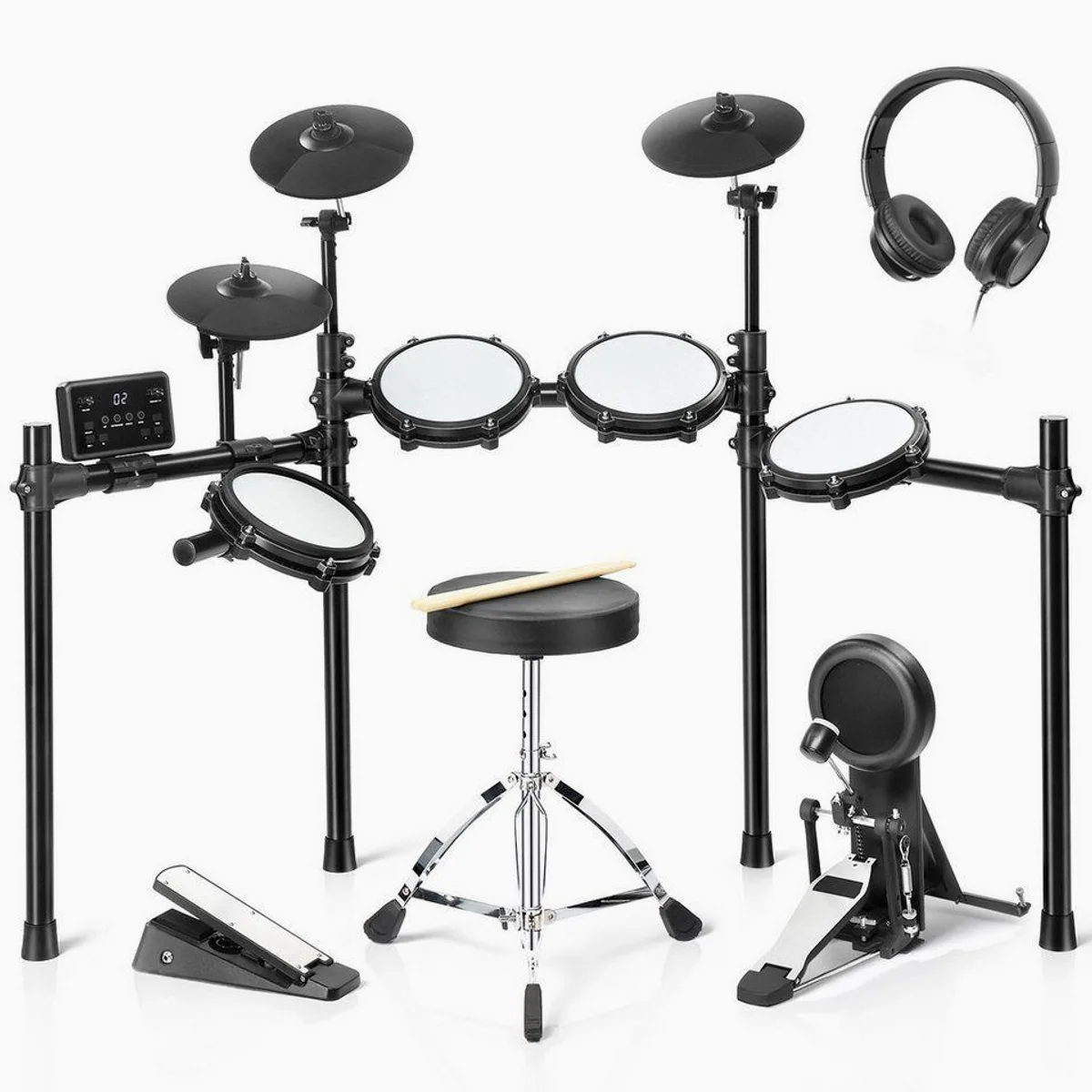 LALAHO E-Drum Upgraded E-Drum-Set, vielseitige Klangauswahl und einfache Verbindung — ideal für Kinder und Anfänger