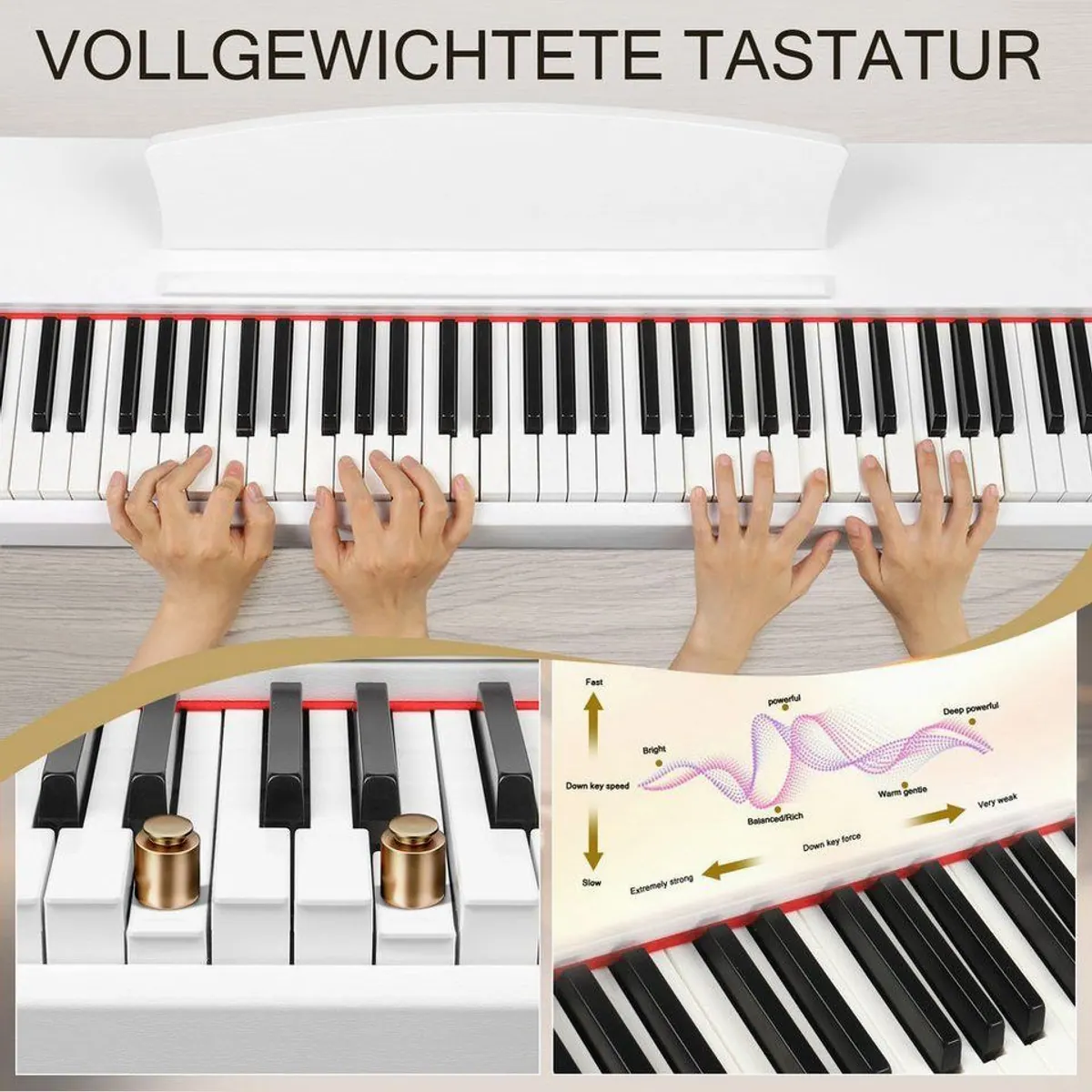 LALAHO Digitalpiano GDP-203, 88 Tasten, Bluetooth, 3 Pedale — ideal für Einsteiger und Fortgeschrittene 3