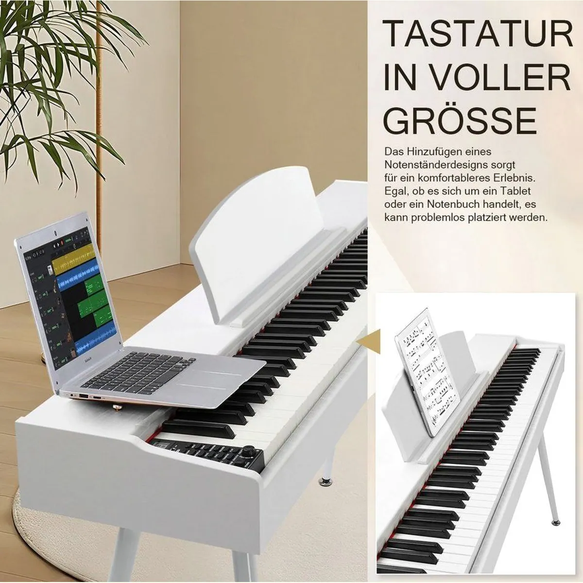 LALAHO Digitalpiano GDP-203, 88 Tasten, Bluetooth, 3 Pedale — ideal für Einsteiger und Fortgeschrittene 4
