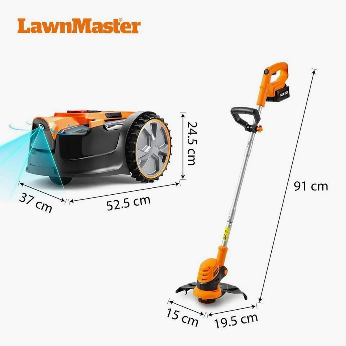 Lawnmaster OcuMow Rasenmähroboter, 24V MAX, 300 m², 10-Zoll-Trimmer-Kombi — einfache Bedienung, automatische Hindernisvermeidung, Spot-Cut-Funktion 2