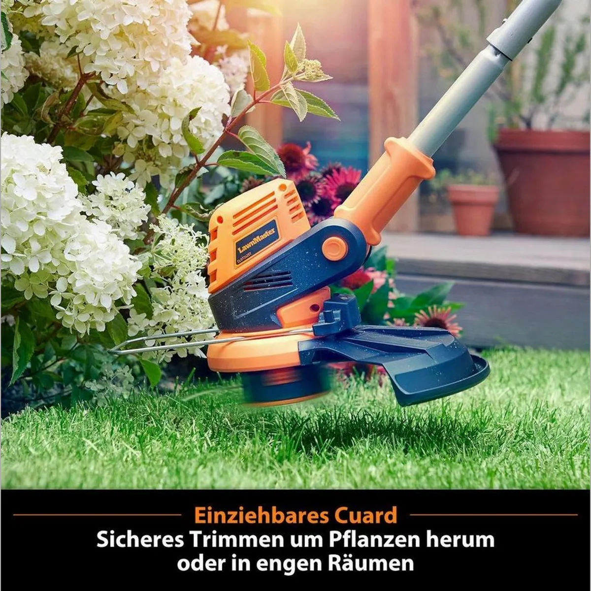 Lawnmaster OcuMow Rasenmähroboter, 24V MAX, 300 m², 10-Zoll-Trimmer-Kombi — einfache Bedienung, automatische Hindernisvermeidung, Spot-Cut-Funktion 3