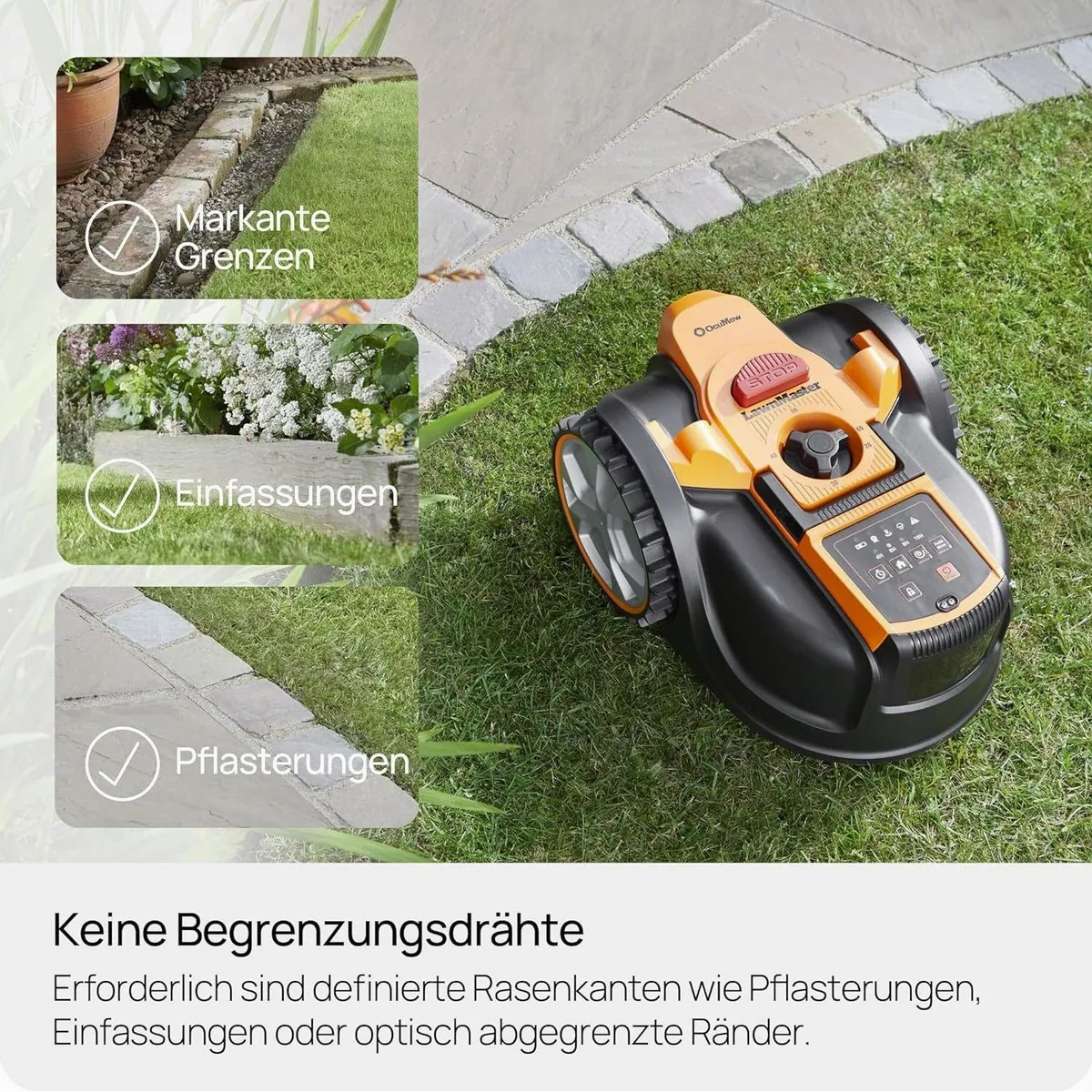 Lawnmaster OcuMow16 Rasenmähroboter, kabellos, intelligente Navigation, für bis zu 300 m² 5