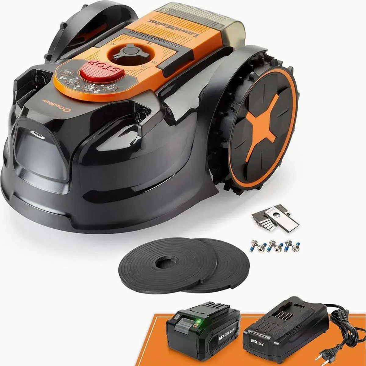 Lawnmaster OcuMow Mähroboter, kabellos, für bis zu 250 m² Rasenfläche — automatische Hinderniserkennung, Drop & Mow, Vision-Navigation