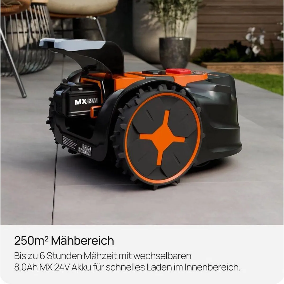 Lawnmaster OcuMow Mähroboter, kabellos, für bis zu 250 m² Rasenfläche — automatische Hinderniserkennung, Drop & Mow, Vision-Navigation 2