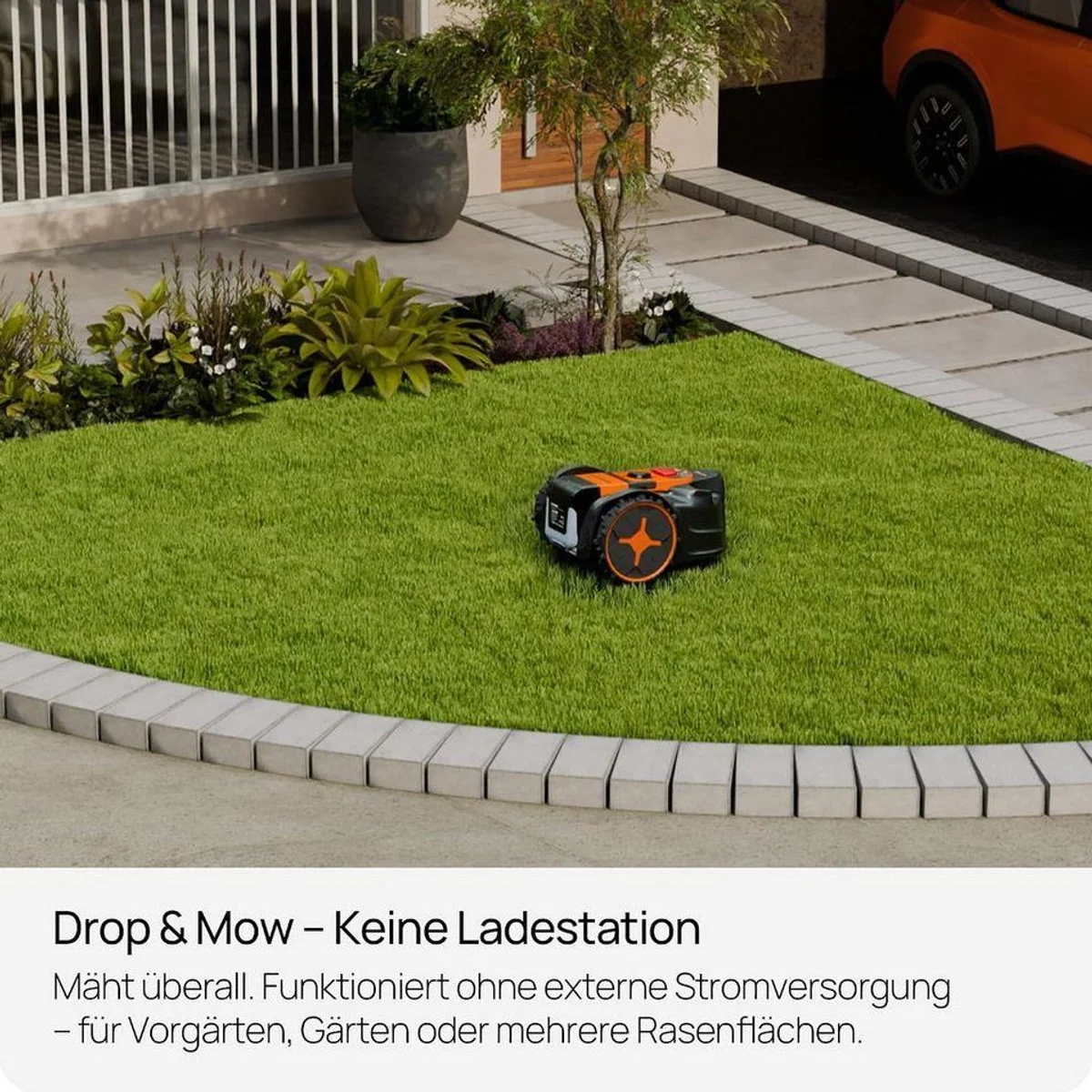 Lawnmaster OcuMow Mähroboter, kabellos, für bis zu 250 m² Rasenfläche — automatische Hinderniserkennung, Drop & Mow, Vision-Navigation 5
